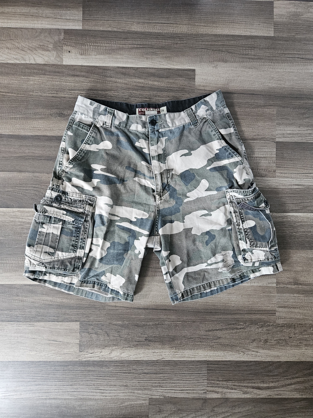 Men's Camo Cargo Shorts - Grey Green Camouflage